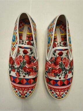 Dolce & Gabbana White Multi Floral Slip-On Girl’s Sneakers Size EU 33/ US 1,5